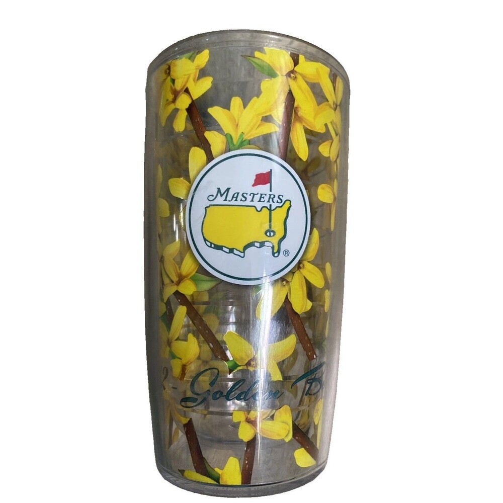 Masters Tervis Tumbler 16 Ounce Clear Floral Yellow Golden No Lid